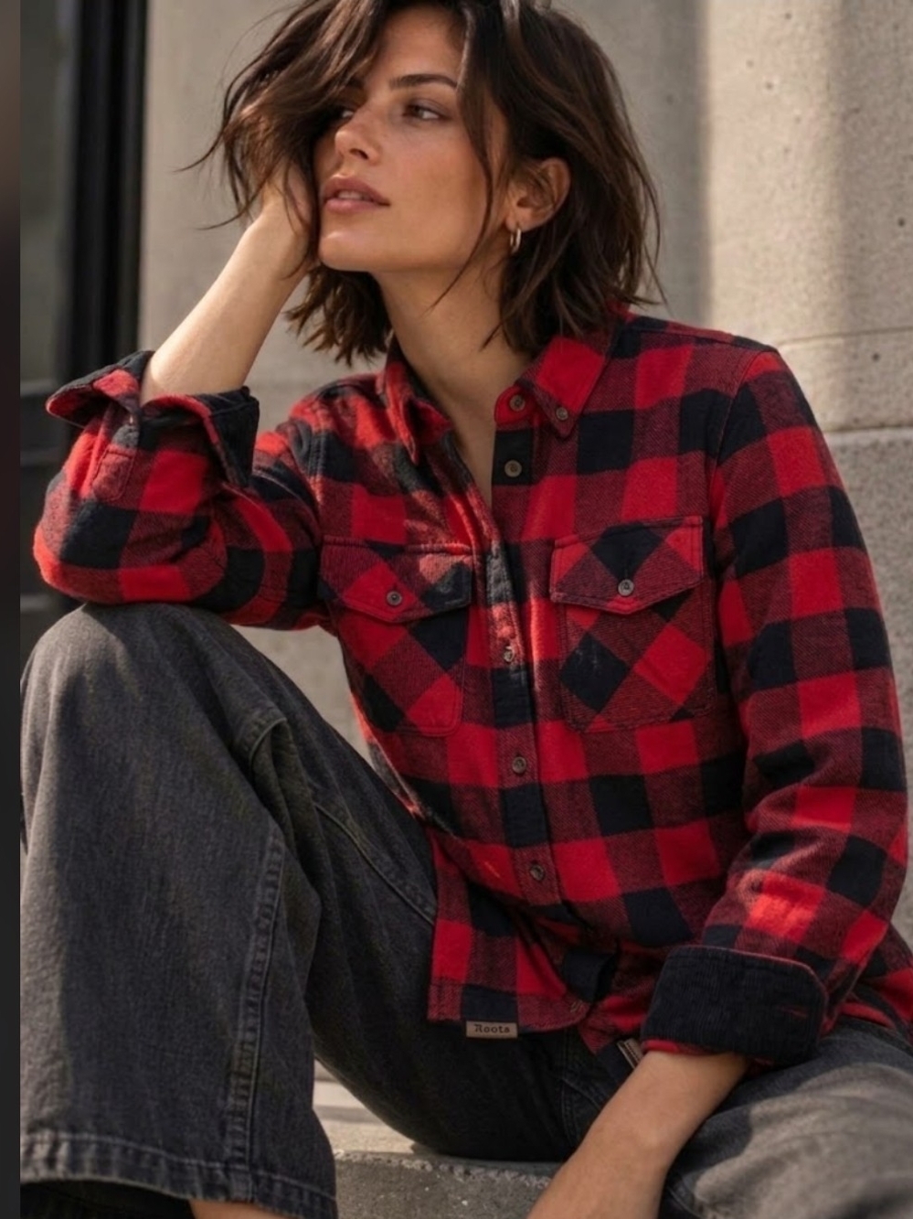 Roots Plaid Button-Up